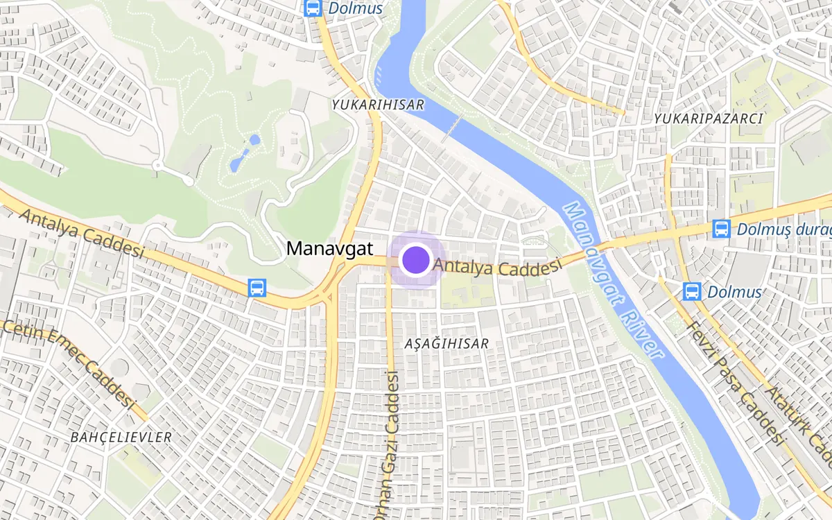 Map showing central Manavgat